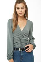 Forever21 Ruched Peasant-sleeve Top