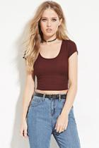 Forever21 Women's  Black & Red Striped Crop Top