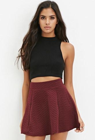 Forever21 Quilted Chevron-patterned Skirt