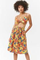 Forever21 Floral Button-front Midi Skirt