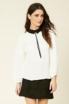 Forever21 Women's  Collared Tie-neck Top