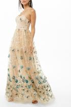 Forever21 Floral Embroidered Tube Homecoming Gown