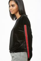Forever21 Striped-trim Velvet Top