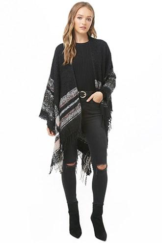 Forever21 Fringe Boucle Knit Poncho