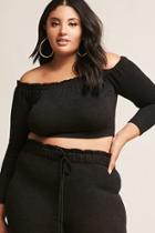 Forever21 Plus Size Purl Knit Off-the-shoulder Crop Top