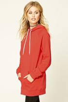 Forever21 Women's  Red Raglan Tunic Hoodie