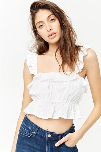Forever21 Eyelet Crop Top
