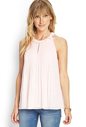 Forever21 Pleated Georgette Halter Top