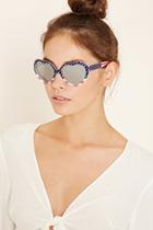 Forever21 Blue & Silver Heart-shaped Sunglasses