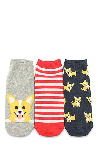 Forever21 Corgi Graphic Ankle Socks - 3 Pack