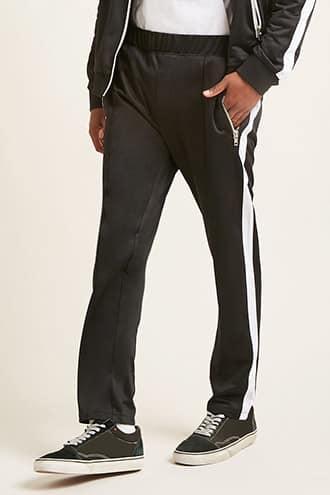 Forever21 Stripe-trim Pintucked Track Pants