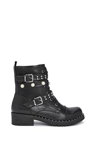 Forever21 Studded Faux Leather Combat Boots
