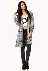 Forever21 White Noise Maxi Cardigan