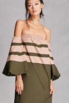 Forever21 Women's  Off-the-shoulder Striped Top