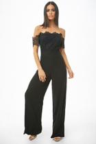 Forever21 Crochet & Chiffon Off-the-shoulder Jumpsuit