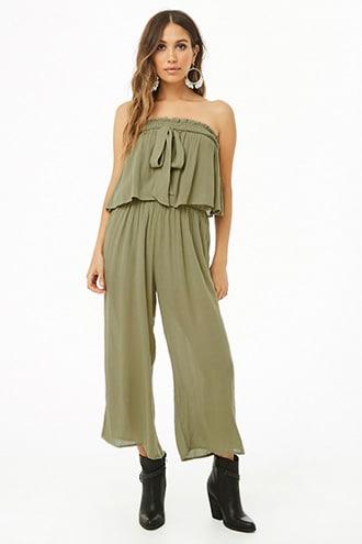 Forever21 Crinkled Tube Culotte Jumpsuit