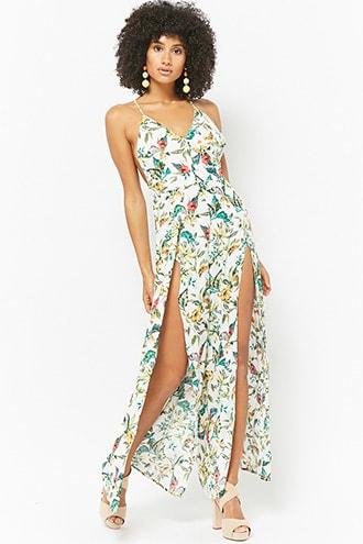 Forever21 Floral Vented Leg Jumpsuit