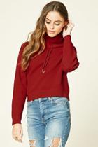 Forever21 Women's  Red Heathered Cowl Neck Sweater