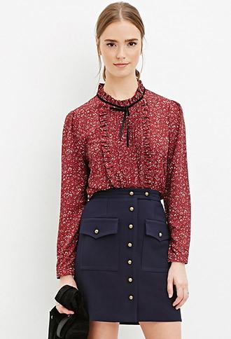 Forever21 Buttoned Two-pocket Skirt