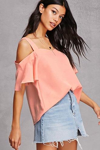 Forever21 Open-shoulder Billowy Top