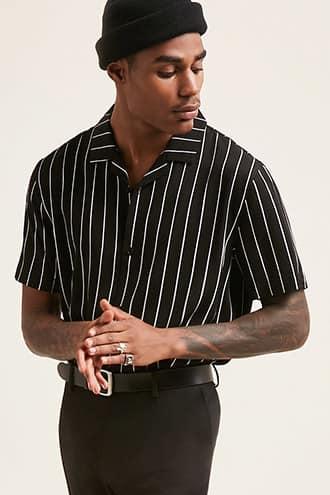 Forever21 Pinstripe Cuban Collar Shirt