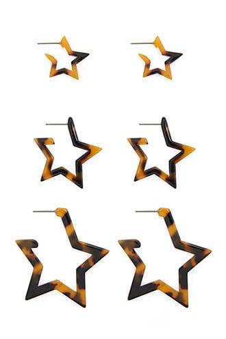 Forever21 Faux Tortoiseshell Star Hoop Earring Set