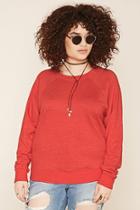 Forever21 Plus Women's  Red Plus Size Raglan Sweatshirt