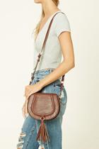 Forever21 Brown Faux Leather Tassel Crossbody