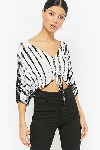 Forever21 Ruched Tie-dye Crop Top
