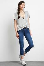 Forever21 Women's  Dark Denim Mid-rise Skinny Jeans