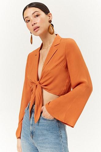 Forever21 Knotted Tie-front Top