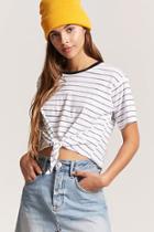 Forever21 Tie-front Stripe Tee