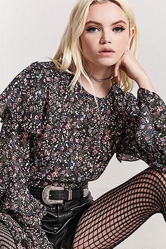 Forever21 Floral Print Bell-sleeve Top