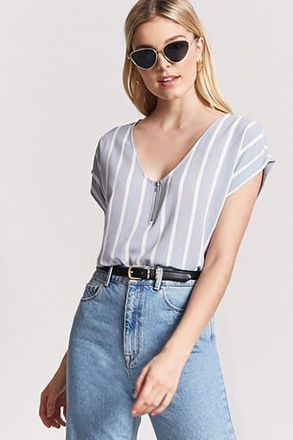Forever21 Striped Zip-front Top
