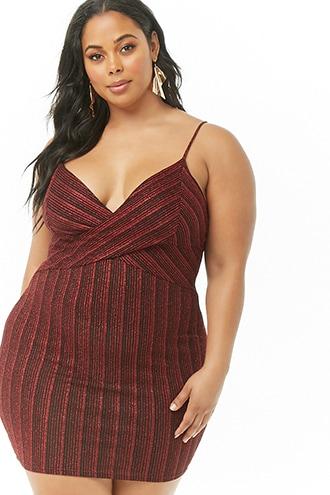 Forever21 Plus Size Striped Metallic Mini Dress