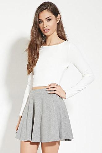 Forever21 Women's  Heather Grey Mini Skater Skirt