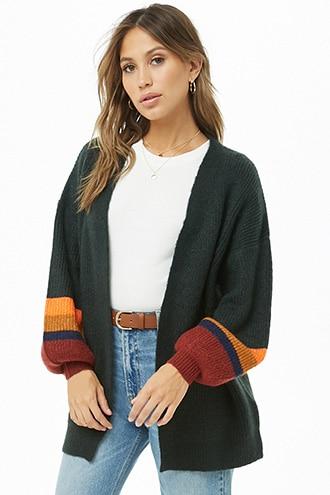 Forever21 Colorblock-trim Ribbed Cardigan