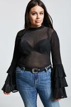 Forever21 Plus Size Glitter Knit Mesh Top