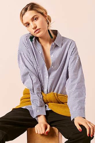 Forever21 Vented Pinstripe Shirt
