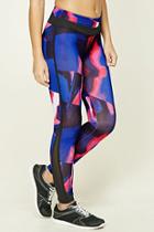 Forever21 Women's  Blue & Purple Active Abstract Print Leggings