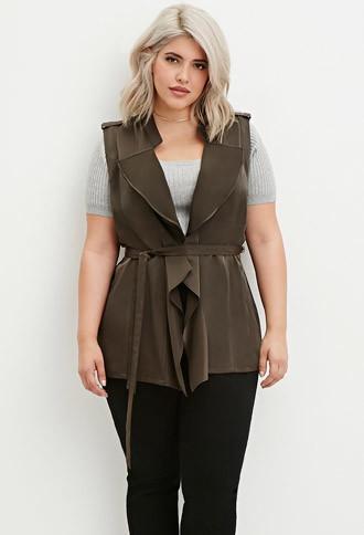Forever21 Plus Drape-front Belted Vest