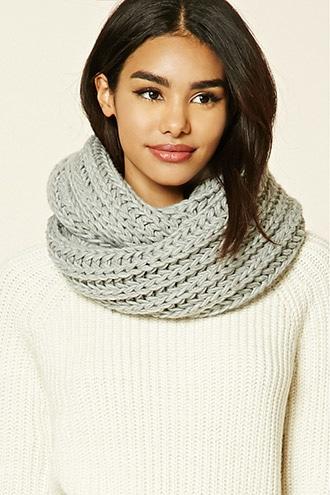Forever21 Light Grey Ribbed Knit Infinity Scarf