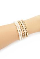 Forever21 Faux Pearl Stretch Bracelet Set (gold/cream)