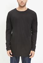 21 Men Men's  Raw-hem Longline Tee (black)