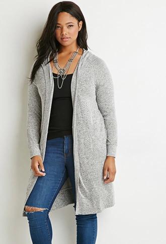 Forever21 Plus Marled Open-front Cardigan