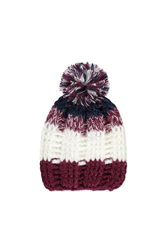 Forever21 Striped Knit Pom Beanie