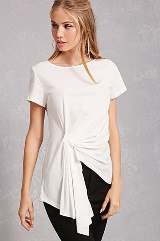 Forever21 Gathered Hem Asymmetrical Tee