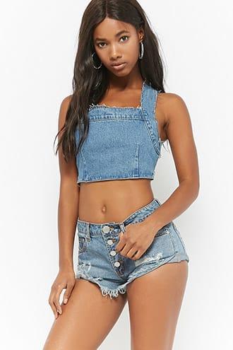 Forever21 Distressed Button-fly Denim Shorts