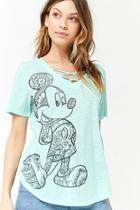 Forever21 Marled Crisscross Mickey Mouse Graphic Tee