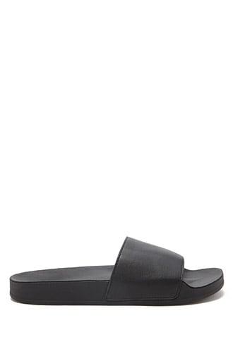 Forever21 Men Faux Leather Slide Sandals
